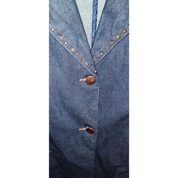 Vintage CAPISTRANO Blue jean STUDDED long jacket. Size 26. - Picture 3 of 8